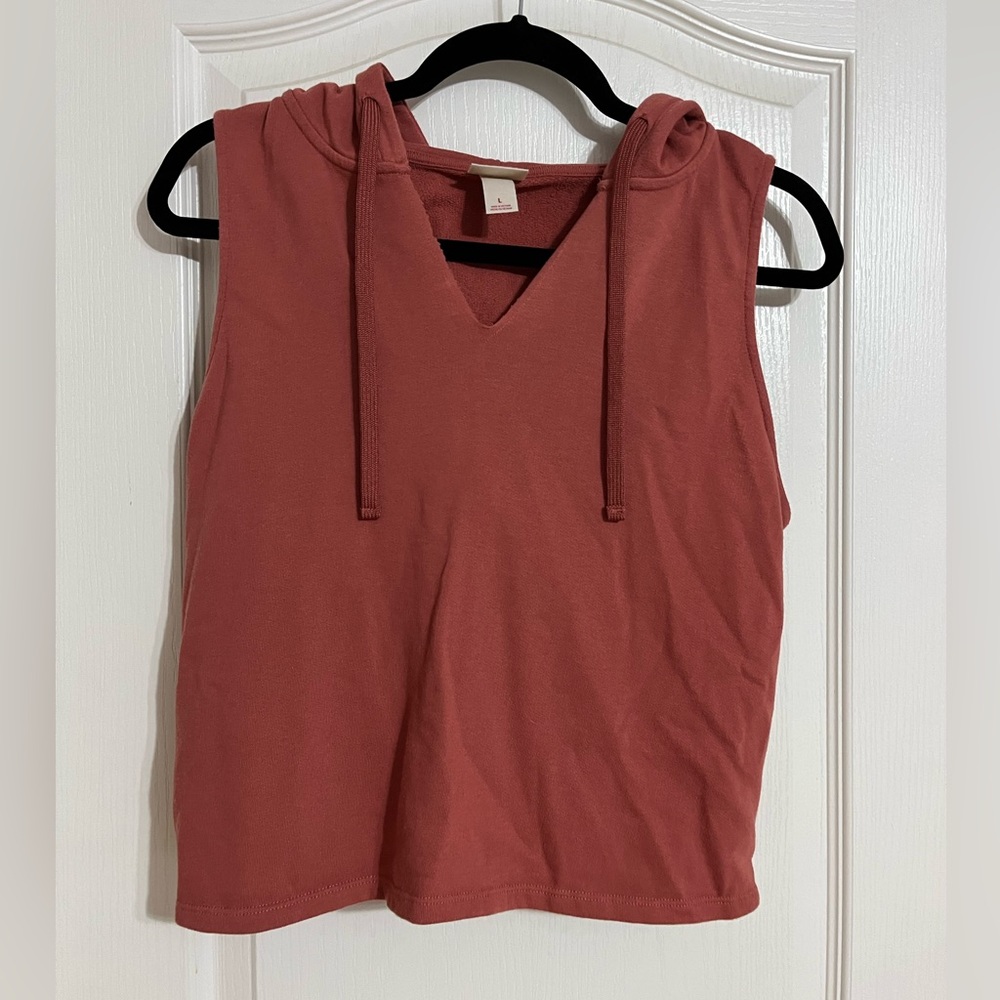 Peach Color Hoodie Tank Top